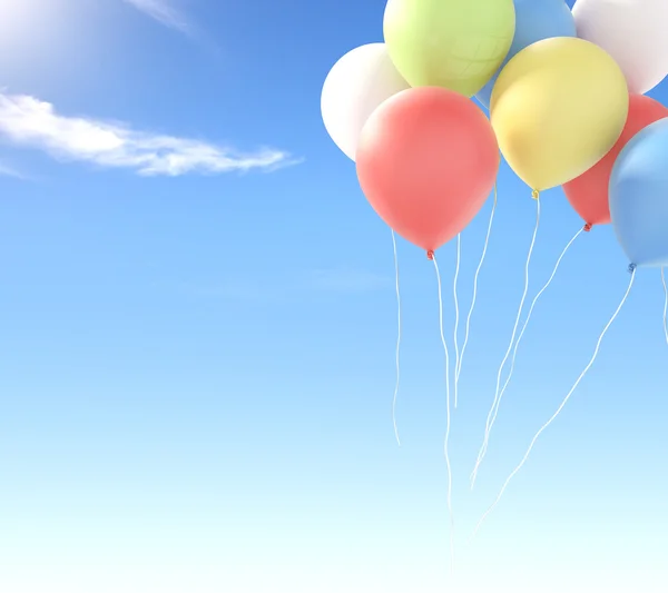 天上色彩斑斓的气球 — 图库照片