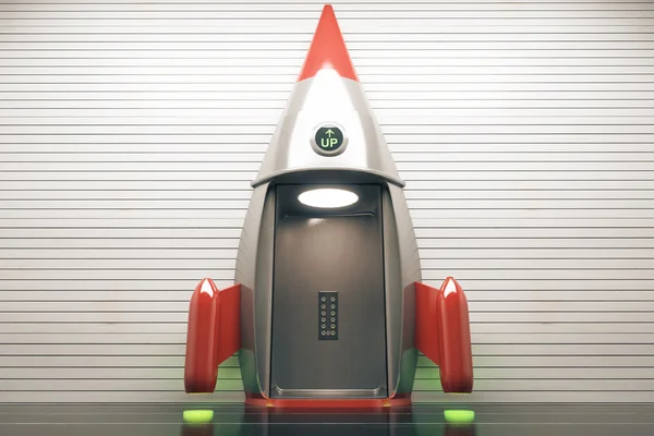 Concepto de éxito con elevador de cohetes abierto —  Fotos de Stock