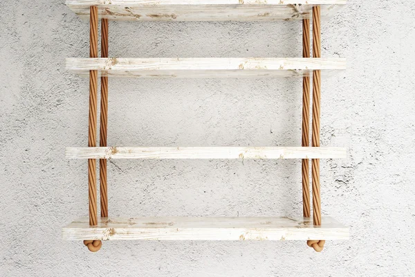 Suspended wooden shelves — Stock Photo, Image