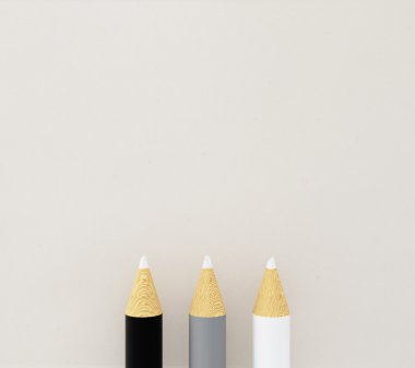 Three pencil tips on light background. Mock up clipart