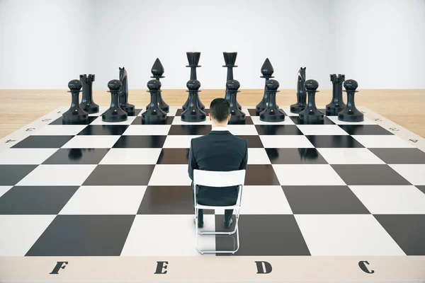 Strategie koncepce šachovnice a podnikatel — Stock fotografie
