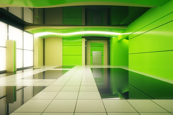 Interior verde não mobilado — Fotografia de Stock