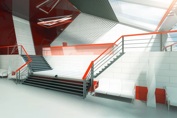 Escadas vermelhas e brancas — Fotografia de Stock