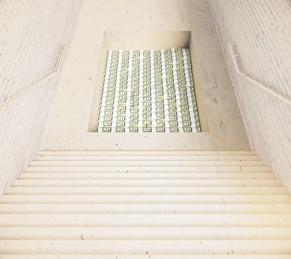 Trappen en gat met geld — Stockfoto