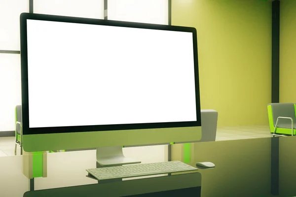 Biały ekran w biurze zielony — Zdjęcie stockowe