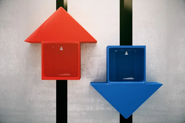 Kırmızı ve mavi asansörler — Stok fotoğraf