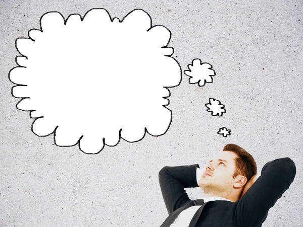 Relaxed man with thought bubble — Stock Photo, Image