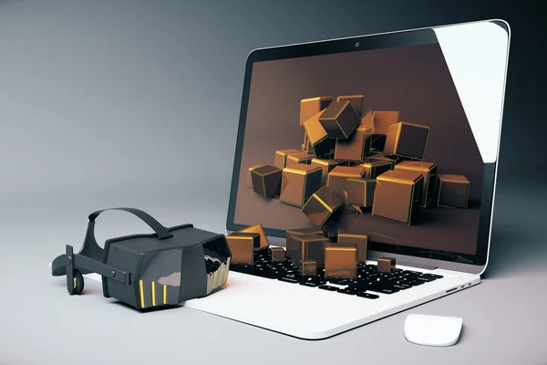 Lunettes réalité virtuelle ordinateur portable gris — Photo
