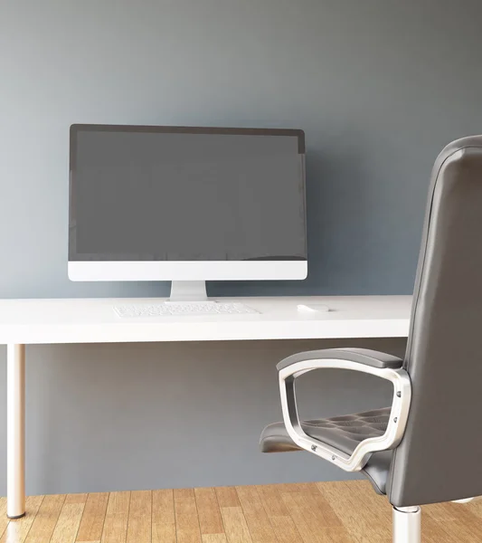 Luogo di lavoro con monitor del computer — Foto Stock