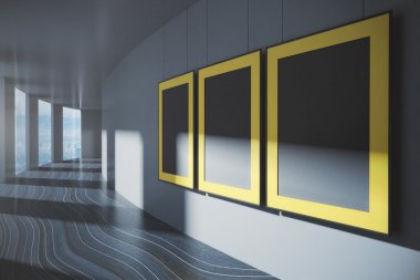 Corridor interior with blank frames