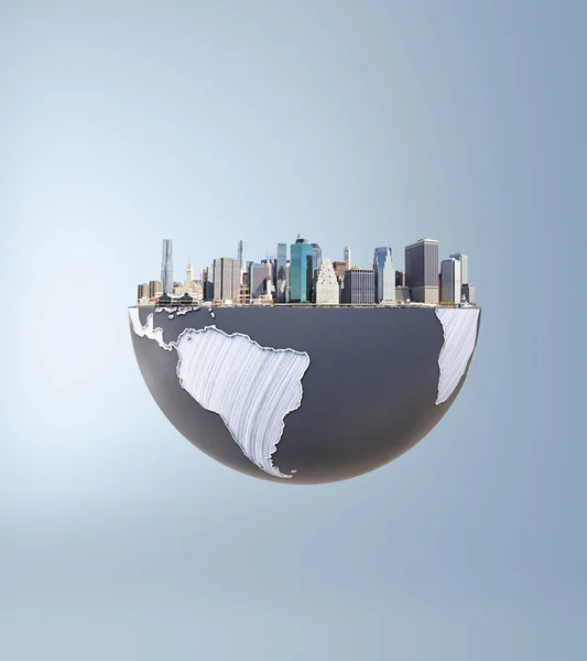 Urbanization concept globe and city — Stock Photo, Image