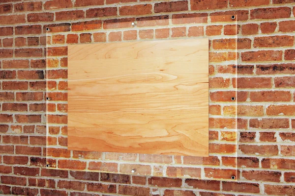 Wooden board under glass plate — Stockfoto