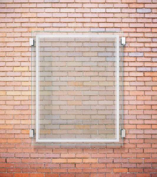 Glass plate on red brick — Stock Photo, Image