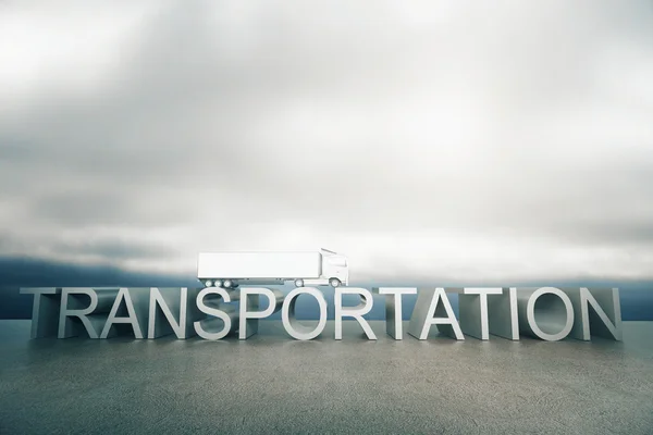 Transportation concept with text and truck — Stock Photo, Image
