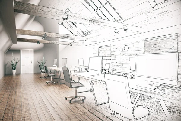 Coworking Office unvollendetes Projekt — Stockfoto
