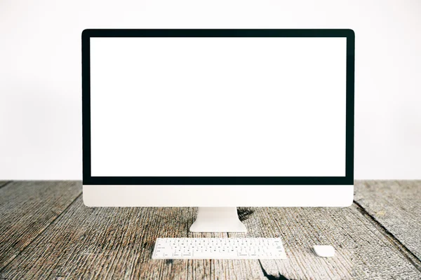 Biały ekran komputera — Zdjęcie stockowe