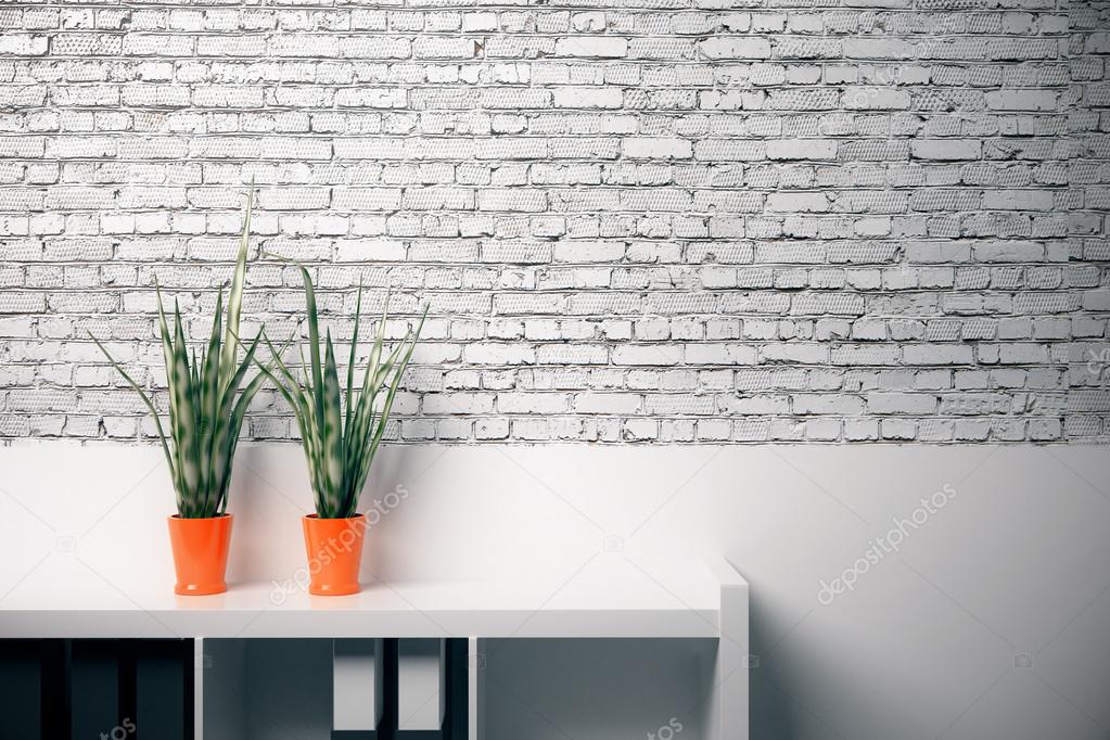 Leere Bürowand aus weißem Backstein — Stockfoto © peshkov #120280222