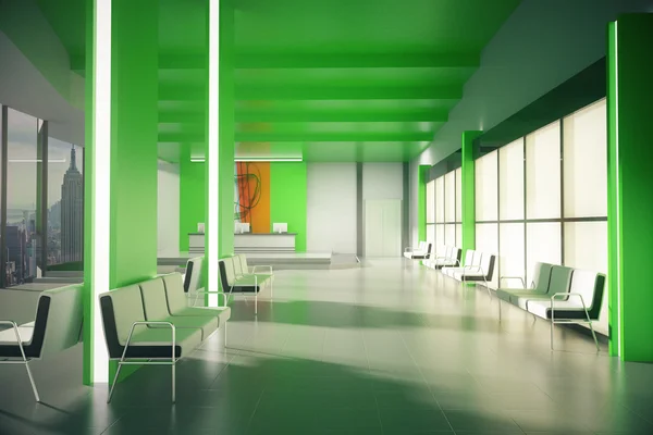 Grüne Büro-Lobby mit schöner Aussicht — Stockfoto