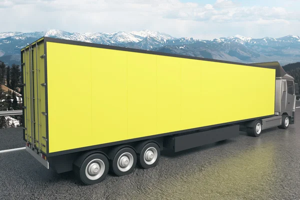 Sarı kamyon römork yan — Stok fotoğraf