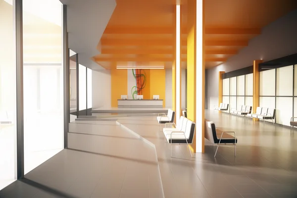 Oranje kantoor lobby — Stockfoto