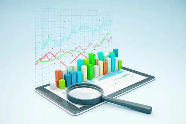 Tablet com gráfico de negócios — Fotografia de Stock