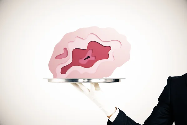 Açık renkli beyin ile tepsi — Stok fotoğraf