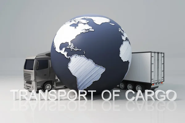 Lastbil med släpvagn och globe — Stockfoto