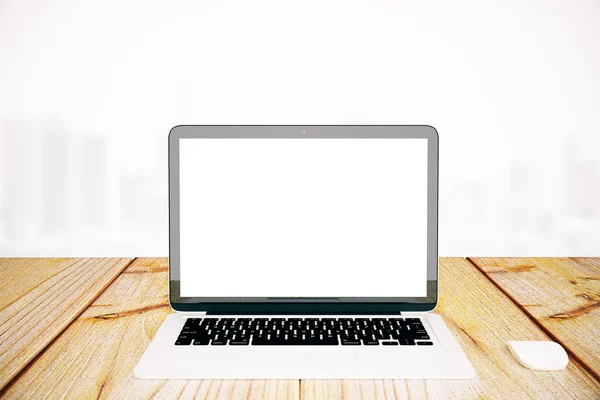 Laptop op Bureau mockup — Stockfoto