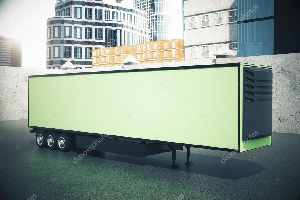 Green semi-trailer side