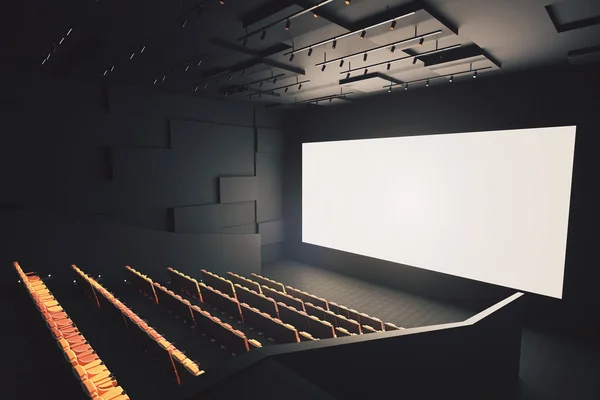 Movie theater with blank screen — Stock Photo, Image