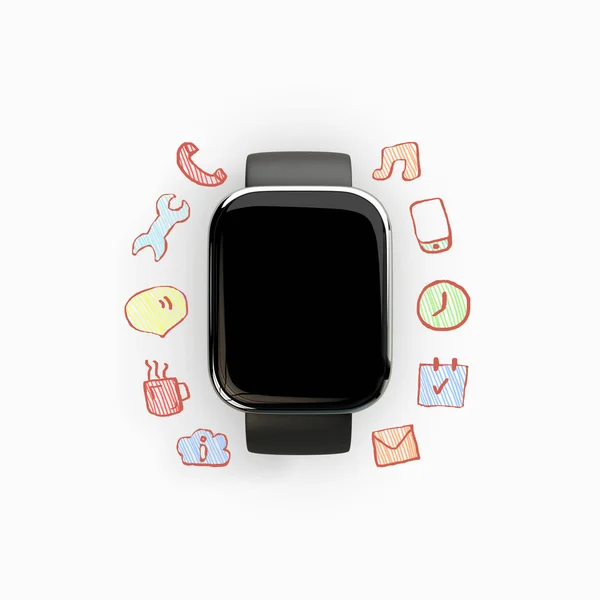 Smart watch with communication icons — Stock Photo, Image