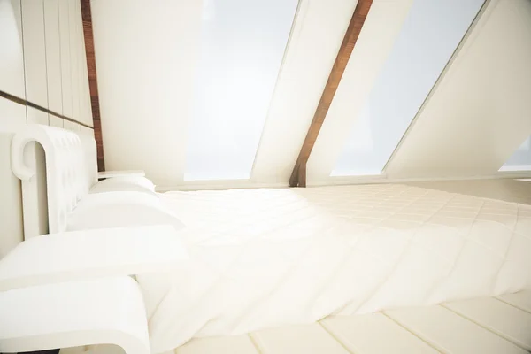 Loft interior with bed — Stock Photo, Image