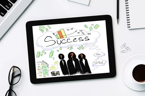 Success sketch on tablet screen