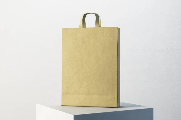 Shopping Bag Carta Con Manici Cubo Bianco Concetto Commerciale Regalo — Foto Stock