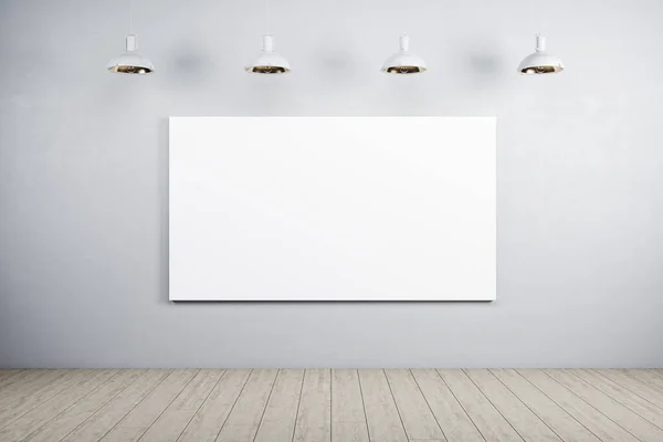 Exposição Moderna Interior Com Banner Vazio Parede Conceito Arte Design — Fotografia de Stock