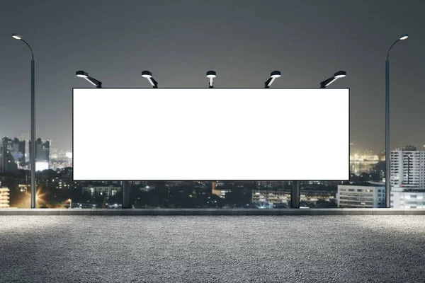 Empty white billboard on roof. Commercial and ad concept. Mock up, 3D Rendering
