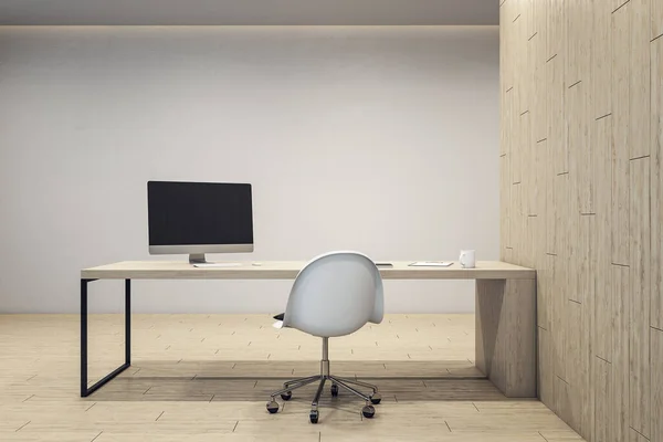 Intérieur Bureau Pdg Avec Table Ordinateur Avec Écran Blanc Concept — Photo