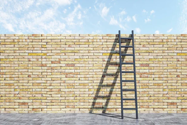 Holztreppen Ziegelwänden Führungs Und Karriereentwicklungskonzept Rendering — Stockfoto