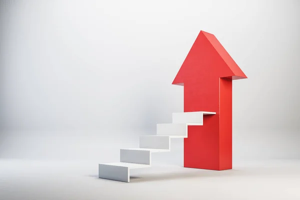 Concrete Stairs Red Arrow Growth Success Concept Rendering — Stock Photo, Image