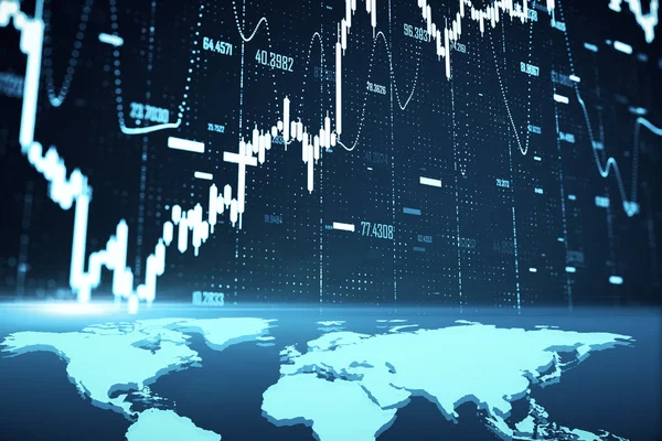 Conceito Negociação Negócios Com Tela Digital Com Gráficos Forex Mapa — Fotografia de Stock