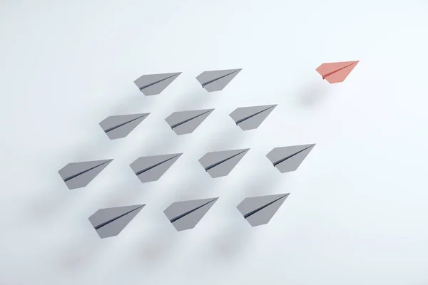 Creative Paper Planes White Background Leadership Way Concept Rendering — Stock Photo, Image