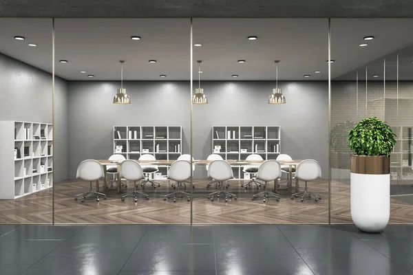 Lege Business Conference Room Interieur Met Grote Vergadertafel Werkplaats Bedrijfsconcept — Stockfoto