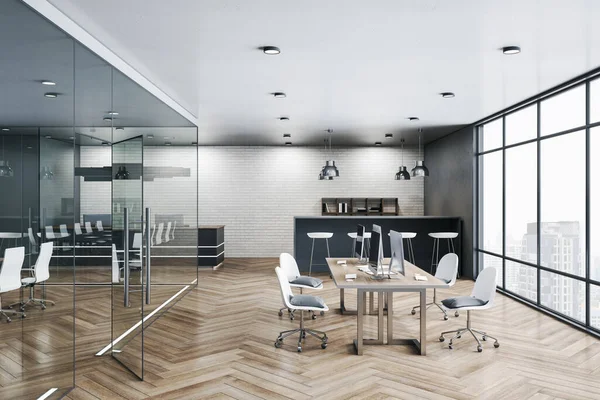 Interior Birou Lux Masă Întâlnire Conceptul Loc Muncă Companie Redare — Fotografie, imagine de stoc