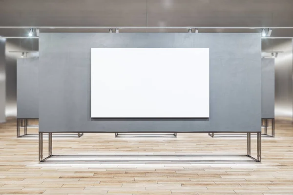 Clean Gallery Room Empty Bilboard Concrete Wall Presentation Concept Mock — Stock Photo, Image