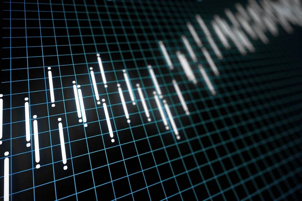 Kreativ Glödande Forex Diagram Med Digitalt Rutnät Och Ljusstake Finansiering — Stockfoto