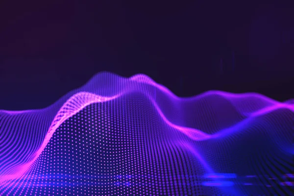 Glowing digital wave backdrop with digital dots. Technology concept. Mock up. 3D Rendering