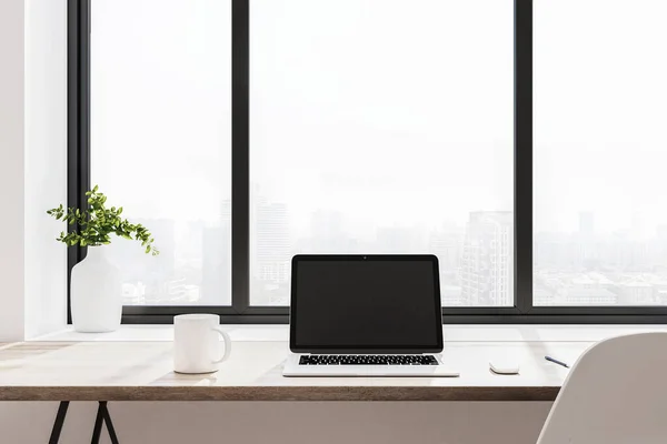 Local Trabalho Moderno Com Laptop Home Office Conceito Local Trabalho — Fotografia de Stock
