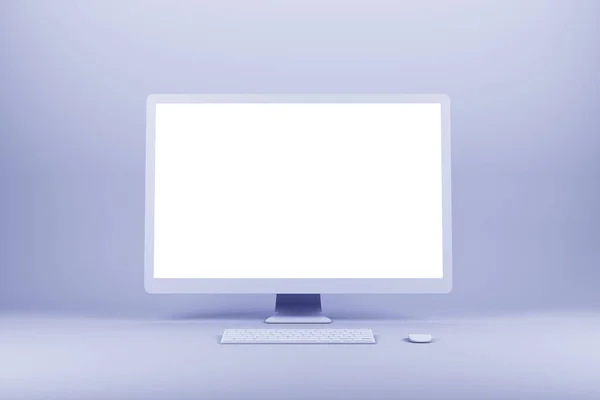 Monitor Computer Con Schermo Bianco Vuoto Tecnologia Comunicazione Concetto Programmazione — Foto Stock