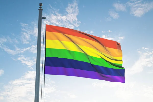 Rainbow Lgbt Flag Blue Sky Background Freedom Equality Concept — Stock Photo, Image