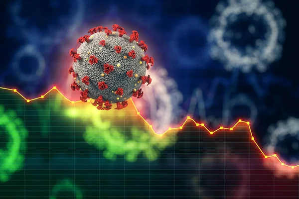 Germ Virüsü Bakterisi Coronavirüs 2019 Ncov Düşen Grafikler Sanal Ekranda — Stok fotoğraf